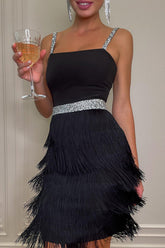 1920er Gatsby Pailletten Fransen Vintage Party Minikleid